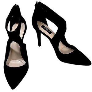 Jones New York Black Suede Christie Pointy Ankle Stilhetto Heel Dress Shoes Sz 7